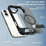 For iPhone 16 Magnetic Case Kickstand PC + TPU Skin Touch Phone Cover