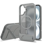 For iPhone 16 Magnetic Case Kickstand PC + TPU Skin Touch Phone Cover