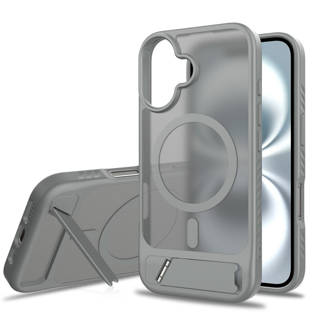 For iPhone 16 Magnetic Case Kickstand PC + TPU Skin Touch Phone Cover