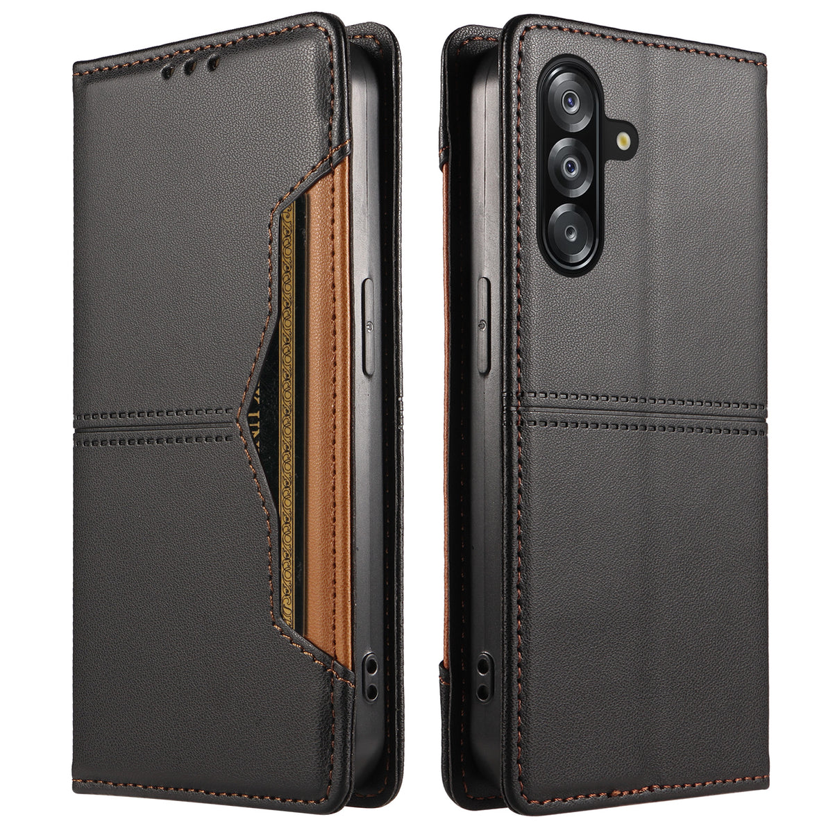 Samsung Galaxy A18 5G / A18 4G A17 5G / A17 4G / A26 5G / A16 5G / A16 4G Plånboksfodral Extern kortplats Magnetiskt stängande lädermobilskal