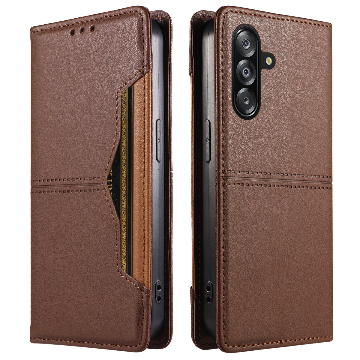 Samsung Galaxy A18 5G / A18 4G A17 5G / A17 4G / A26 5G / A16 5G / A16 4G Plånboksfodral Extern kortplats Magnetiskt stängande lädermobilskal