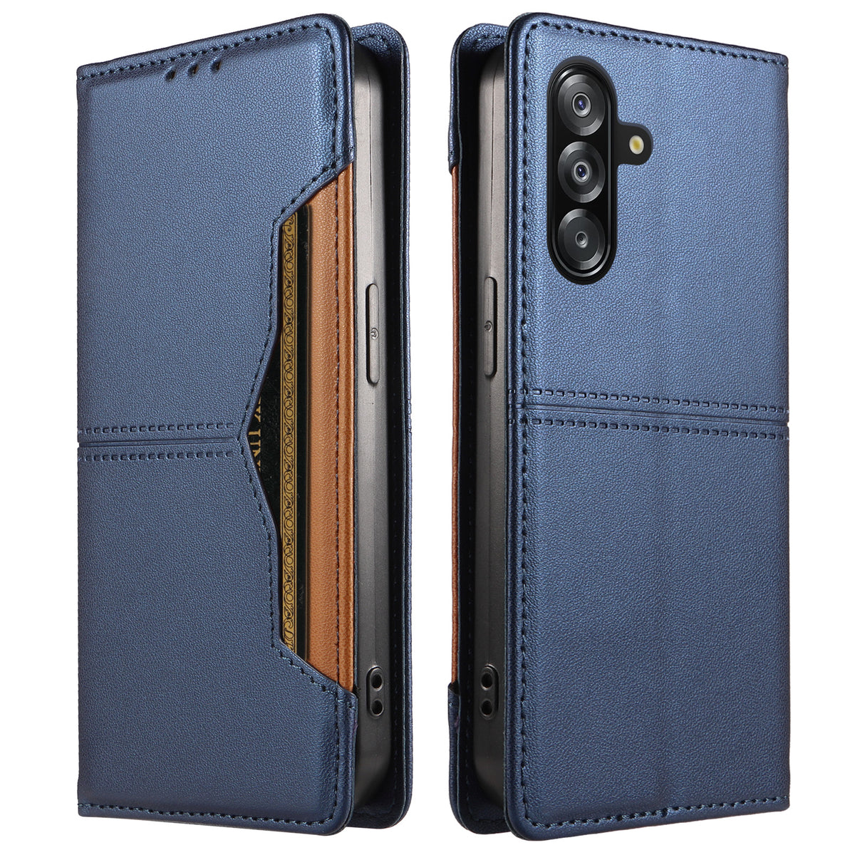 Samsung Galaxy A18 5G / A18 4G A17 5G / A17 4G / A26 5G / A16 5G / A16 4G Plånboksfodral Extern kortplats Magnetiskt stängande lädermobilskal