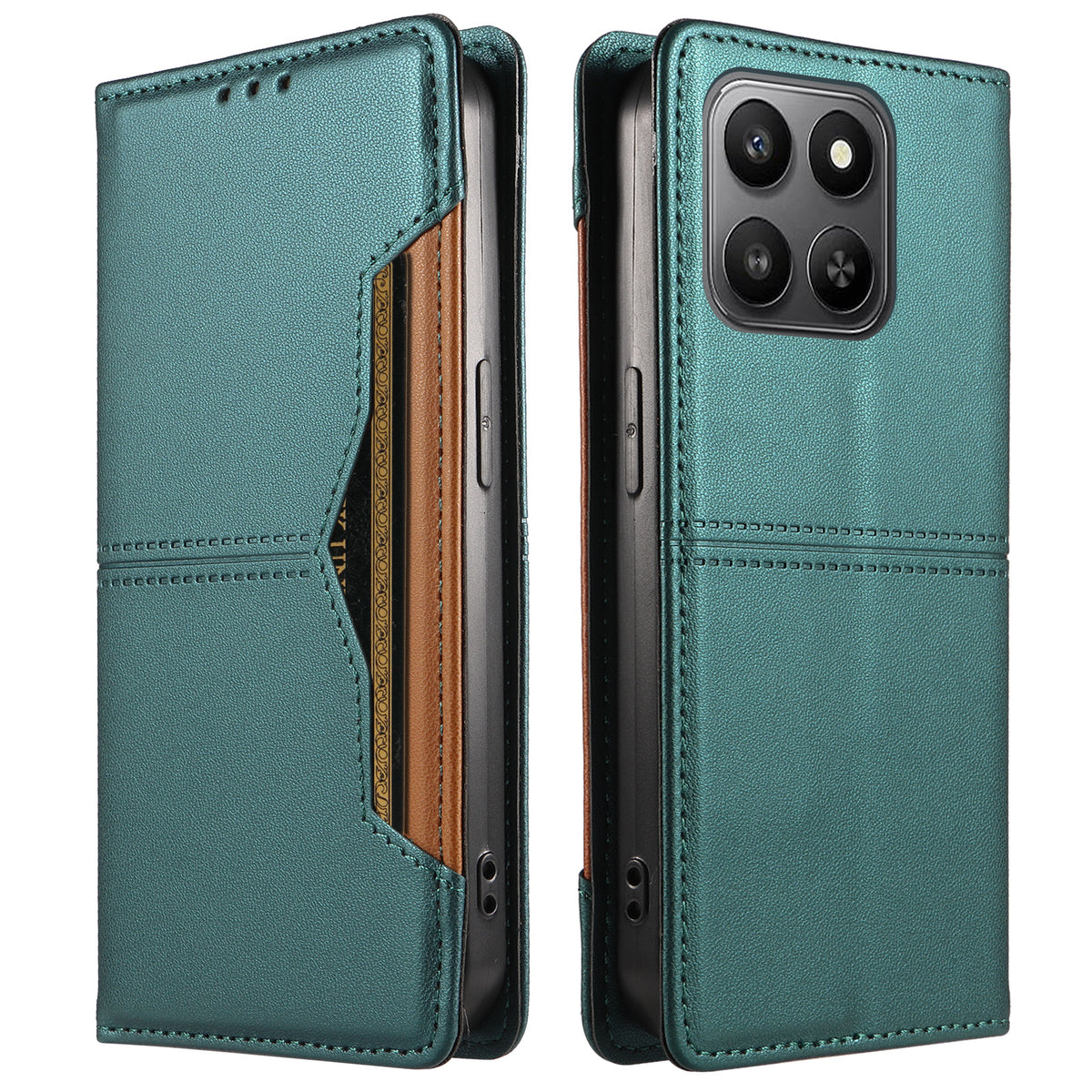Pung-etui i læder til Honor 400 Smart 4G / Honor X7d 4G / Honor Play10T 5G / Honor 400 Smart 5G med udvendig kortplads og magnetisk lukning