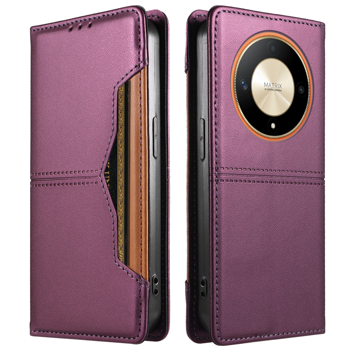 Honor X9b 5G / Honor Magic6 Lite 5G / Honor X50 GT 5G / Honor X50 Pro 5G / Honor X50 5G Plånboksfodral med externt korthållare, magnetisk stängning, läderfodral