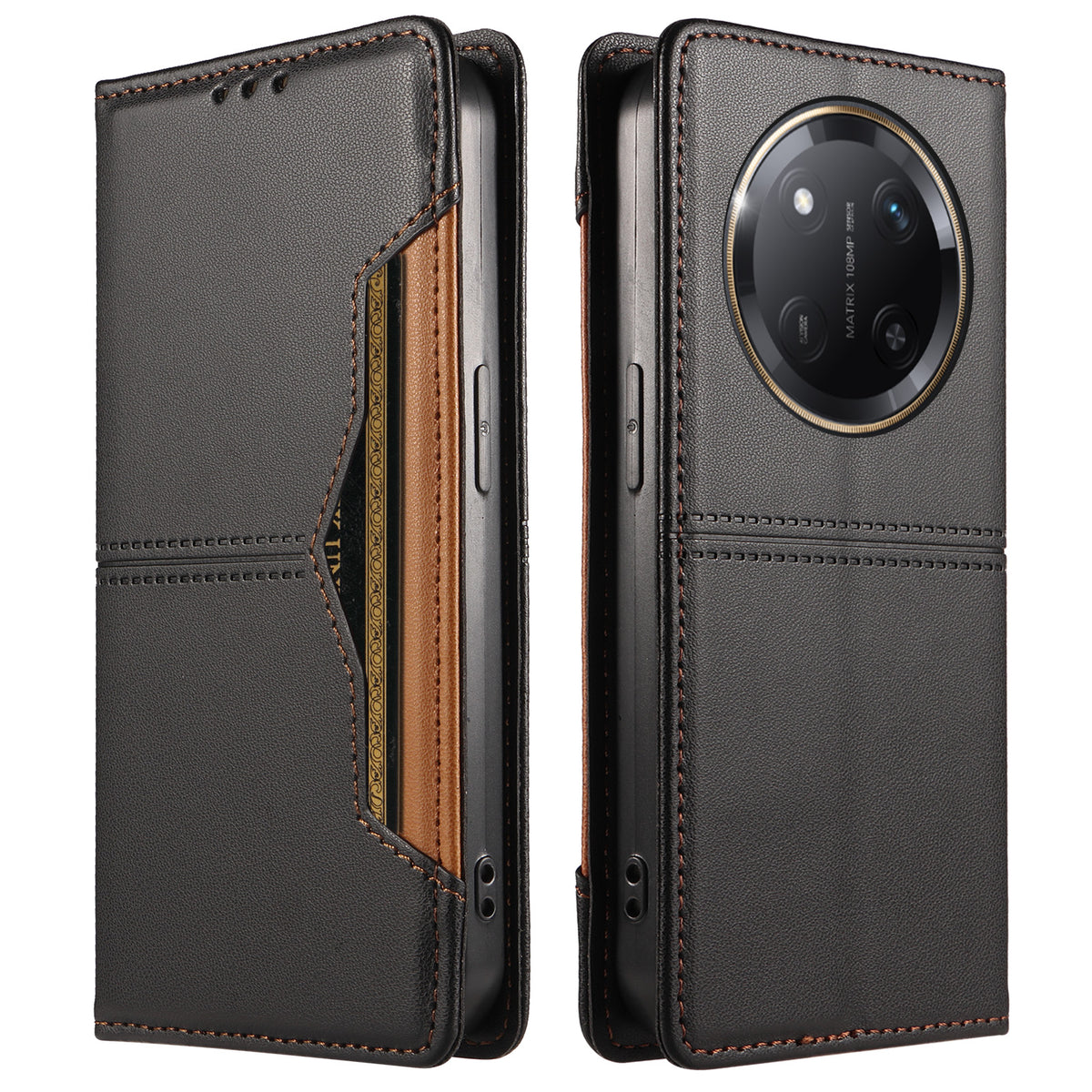 Honor Magic7 Lite 5G / Honor X9c 5G / Honor X60 Pro 5G Plånboksfodral med externt korthållare, magnetisk stängning, läderfodral