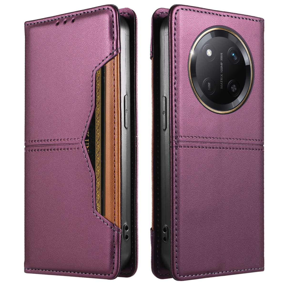 Honor Magic7 Lite 5G / Honor X9c 5G / Honor X60 Pro 5G Plånboksfodral med externt korthållare, magnetisk stängning, läderfodral