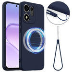 For Honor X7e Plus 5G / Honor 600 Smart 5G Magnetic Case Anti-Drop Liquid Silicone Phone Cover with Lanyard
