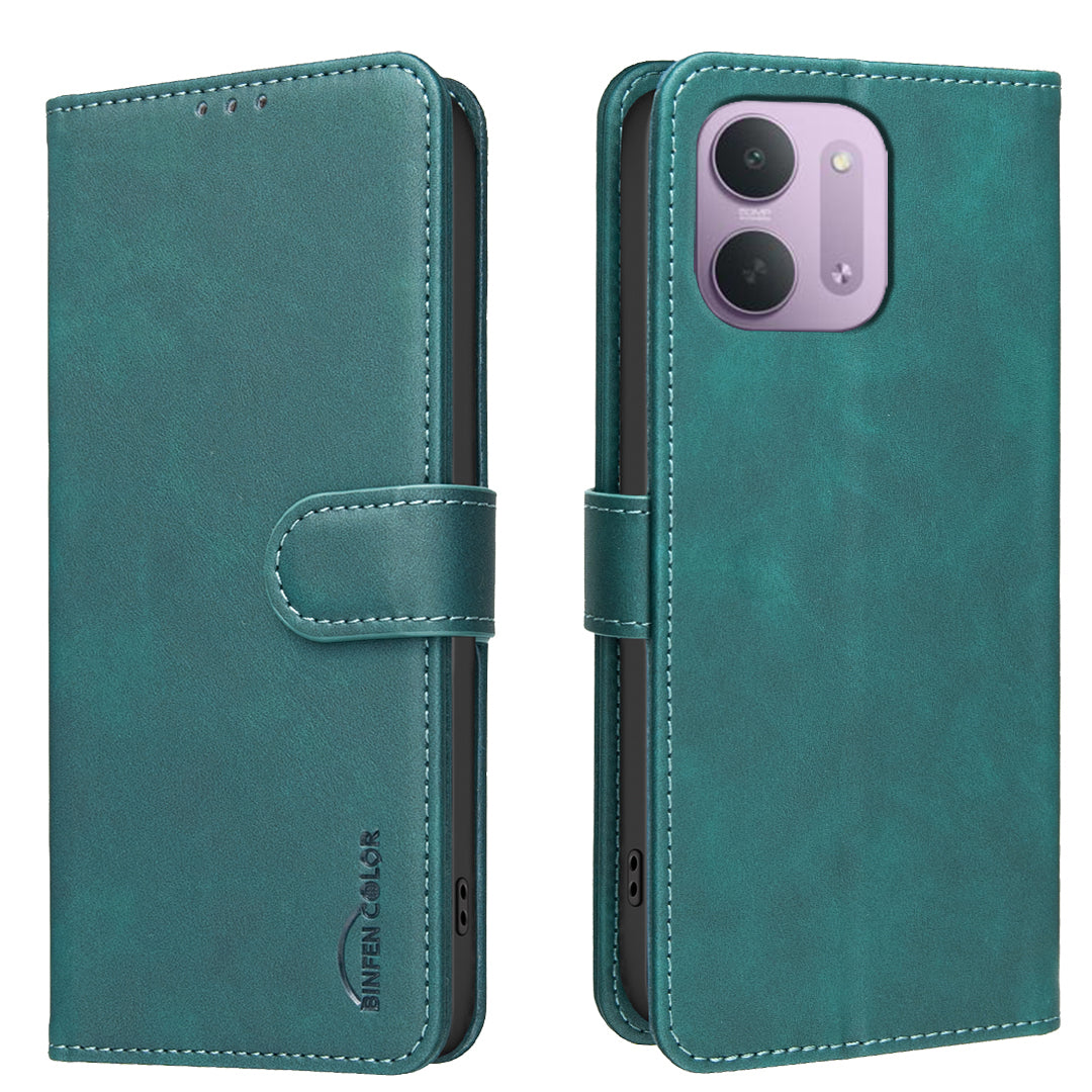 BINFEN COLOR til Xiaomi Redmi 15C 4G (Global) (171 mm) / Xiaomi Poco C85 4G (171 mm) / Xiaomi Redmi 17C 5G, BF37-lædertegneboksetui med RFID-blokering
