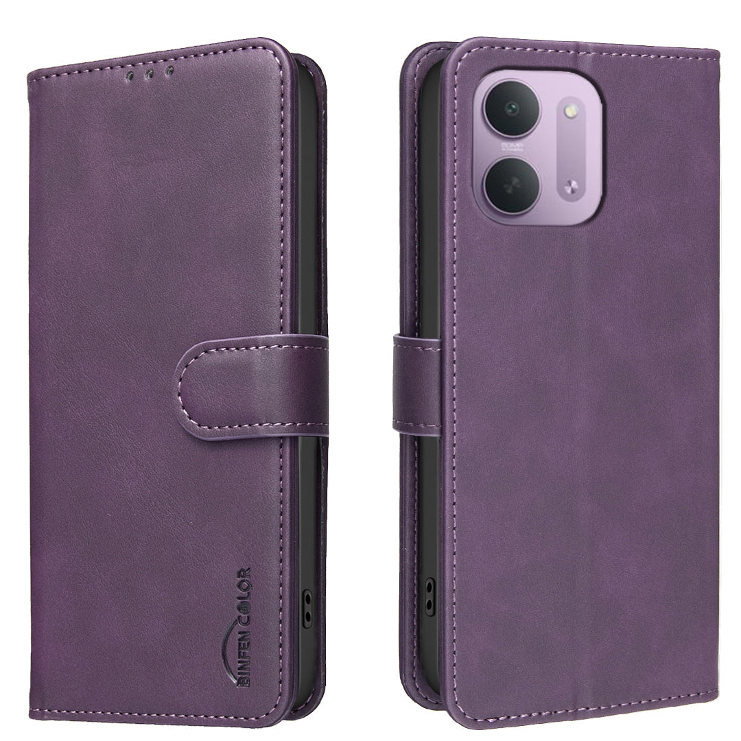 BINFEN COLOR til Xiaomi Redmi 15C 4G (Global) (171 mm) / Xiaomi Poco C85 4G (171 mm) / Xiaomi Redmi 17C 5G, BF37-lædertegneboksetui med RFID-blokering