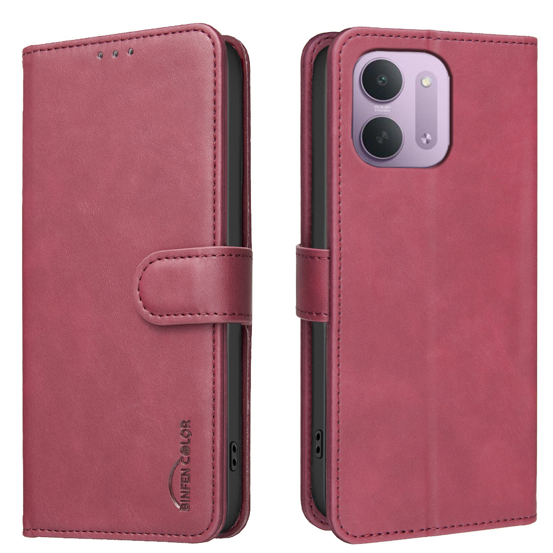 BINFEN COLOR för Xiaomi Redmi 15C 4G (Global) (171 mm) / Xiaomi Poco C85 4G (171 mm) / Xiaomi Redmi 17C 5G BF37-skal RFID-blockerande plånboksfodral i läder