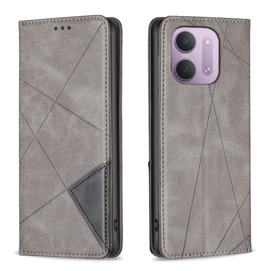 Xiaomi Redmi 15C 4G (Global) (171mm) / Xiaomi Poco C85 4G (171mm) / Xiaomi Redmi 17C 5G-skal, korthållare, geometriskt prägel, läderfodral