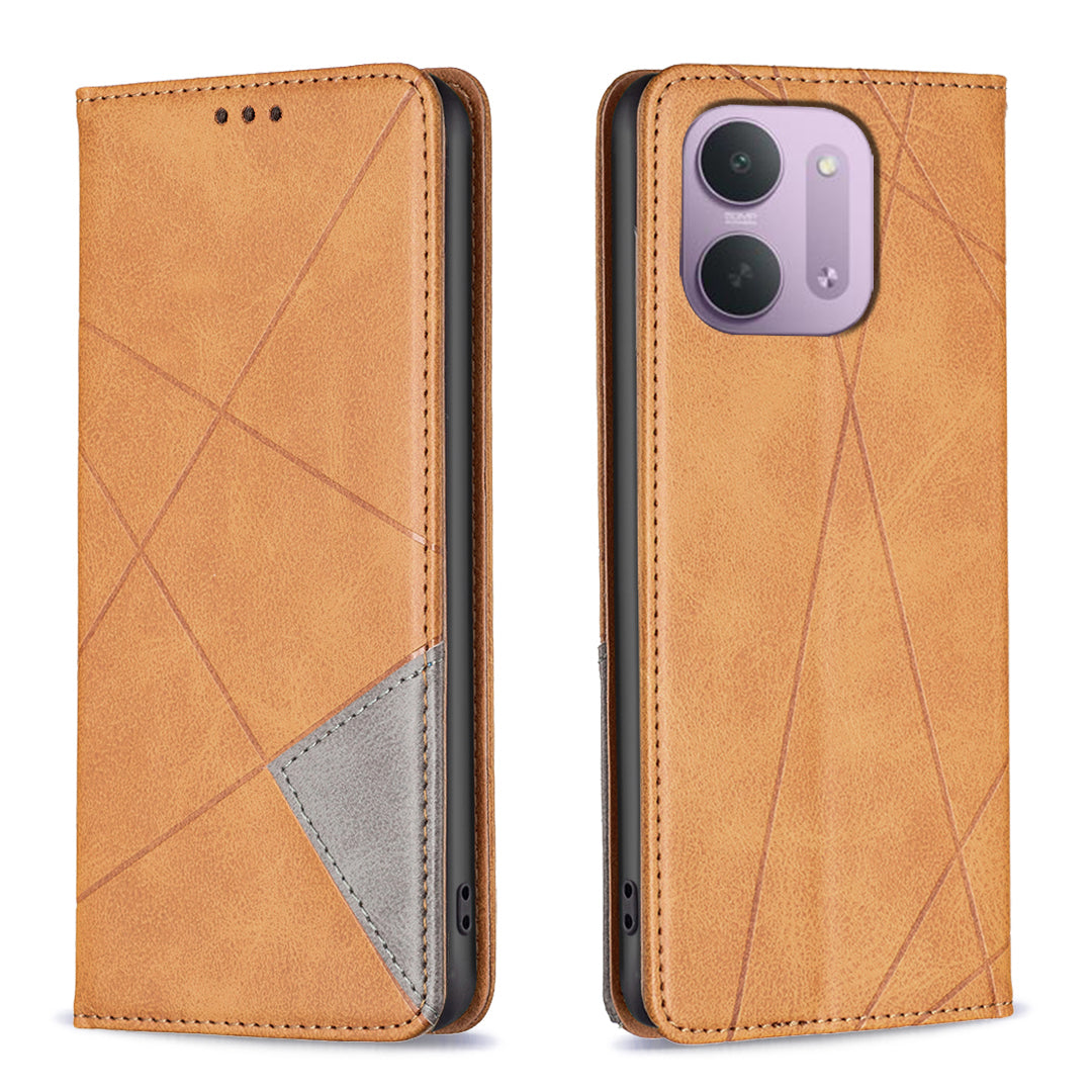 Xiaomi Redmi 15C 4G (Global) (171mm) / Xiaomi Poco C85 4G (171mm) / Xiaomi Redmi 17C 5G-skal, korthållare, geometriskt prägel, läderfodral
