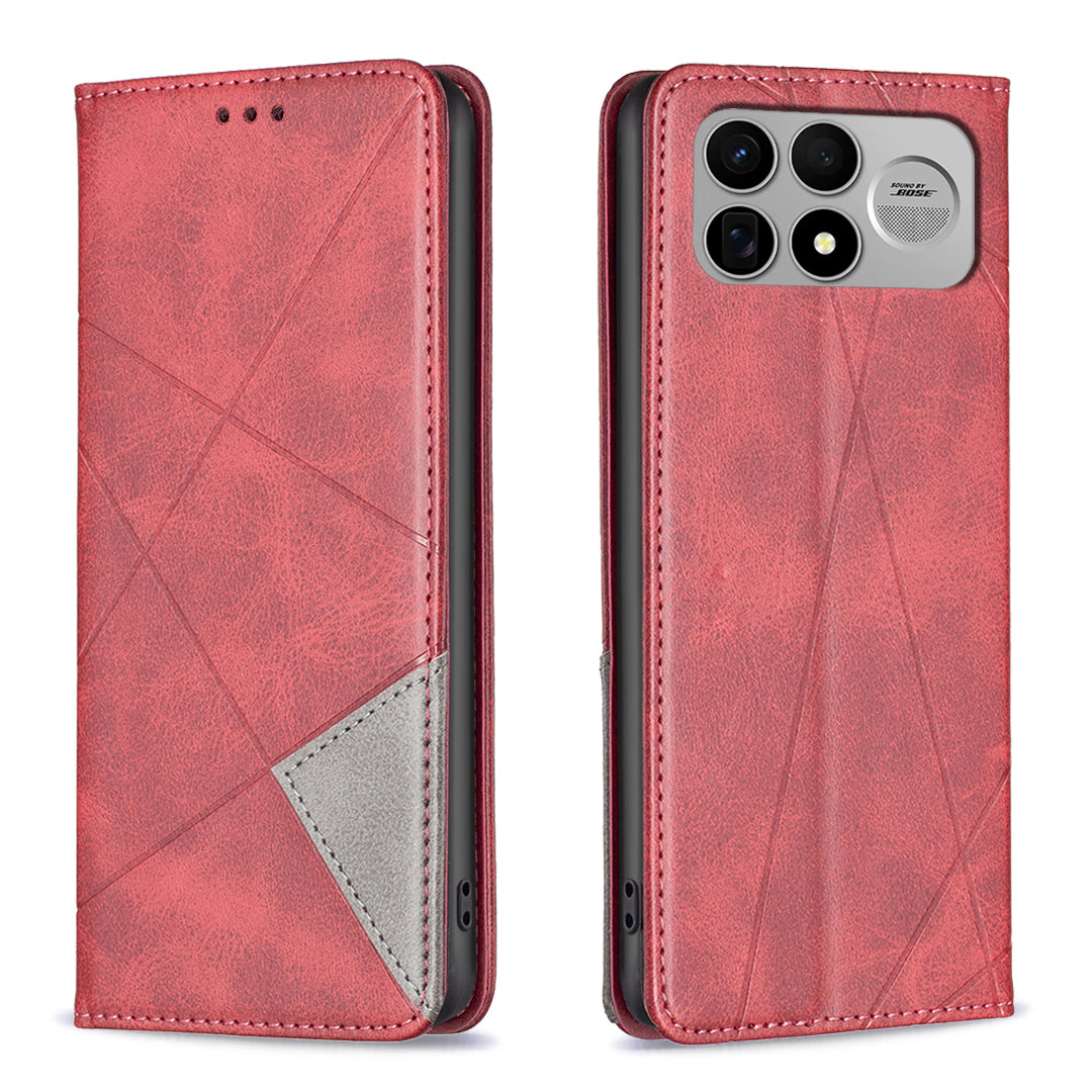 Xiaomi Poco F9 Ultra / Poco F8 Ultra / Redmi K90 Pro Max 5G / K100 Pro Max 5G (Kina) etui med kortholder og geometrisk præget lædermobilcover