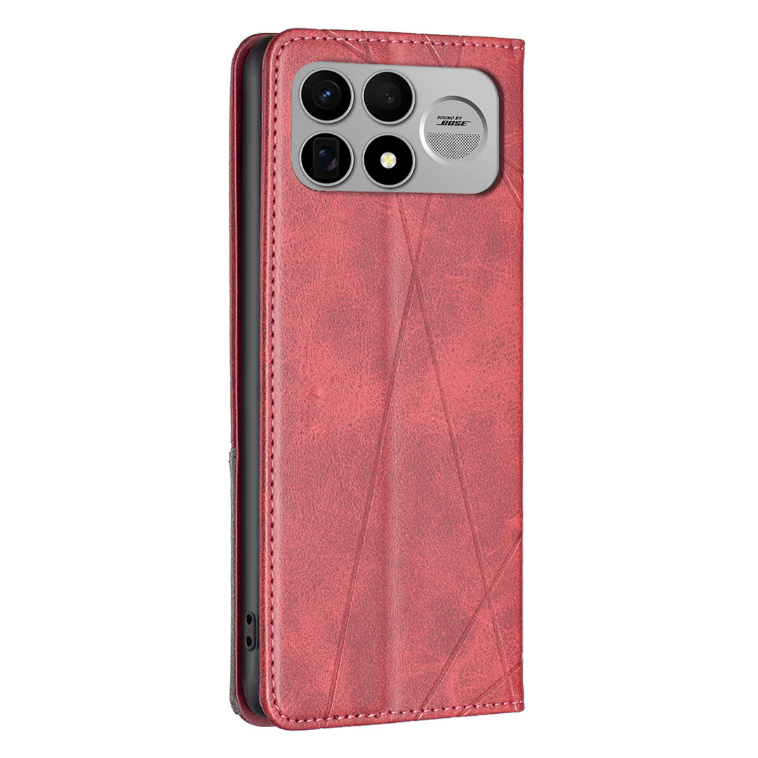 Xiaomi Poco F9 Ultra / Poco F8 Ultra / Redmi K90 Pro Max 5G / K100 Pro Max 5G (Kina) Fodral Korthållare Geometriskt Präglad Lädermobilskal