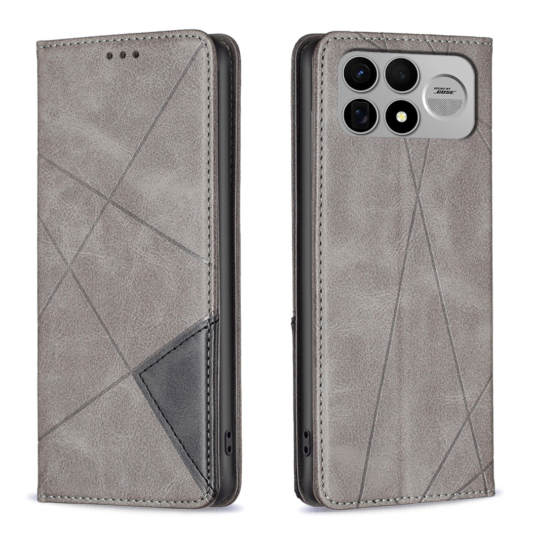 Xiaomi Poco F9 Ultra / Poco F8 Ultra / Redmi K90 Pro Max 5G / K100 Pro Max 5G (Kina) etui med kortholder og geometrisk præget lædermobilcover
