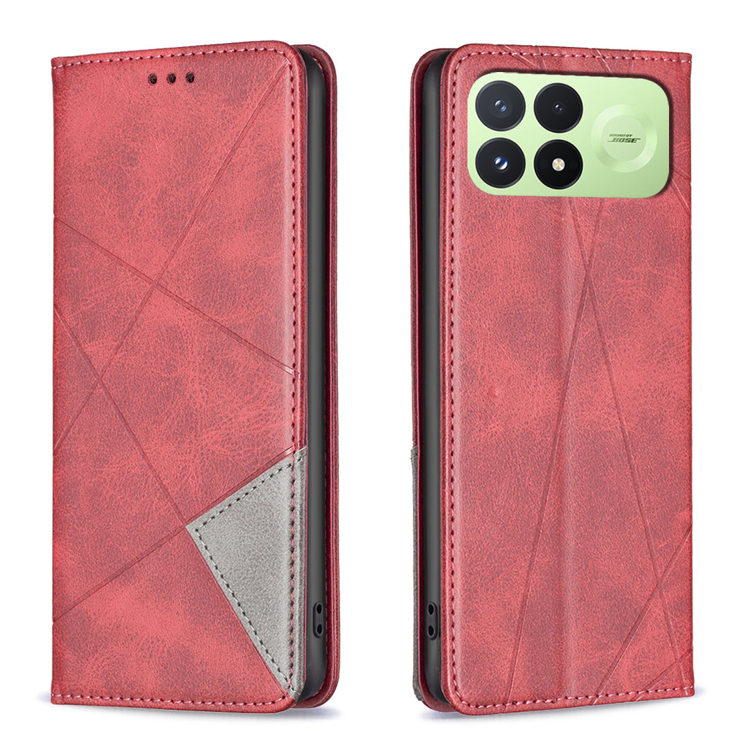 Xiaomi Poco F9 Pro 5G / Poco F8 Pro 5G / Redmi K100 Pro 5G (Kina) Fodral Korthållare Geometriskt Präglad Lädermobilskal