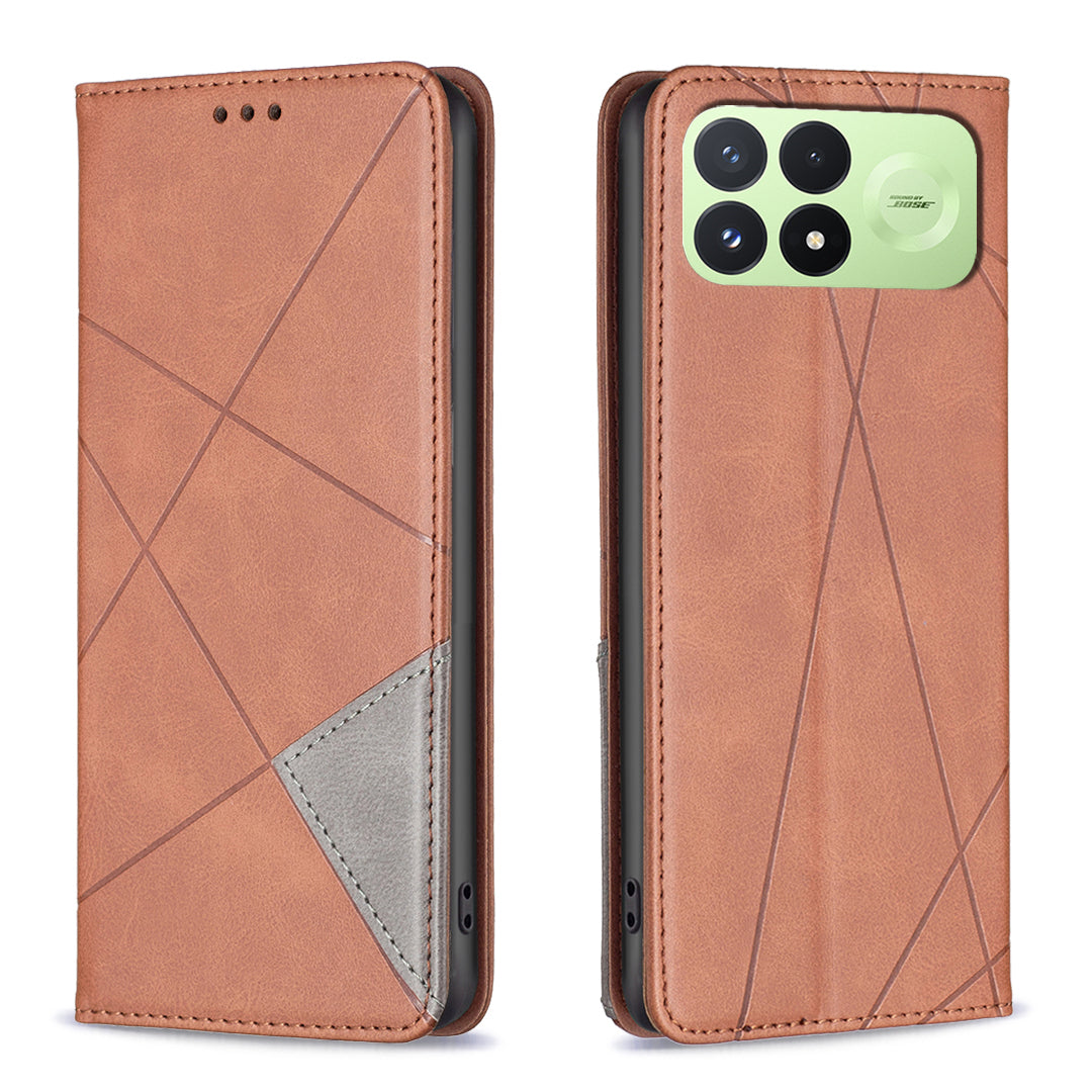Xiaomi Poco F9 Pro 5G / Poco F8 Pro 5G / Redmi K100 Pro 5G (Kina) Fodral Korthållare Geometriskt Präglad Lädermobilskal