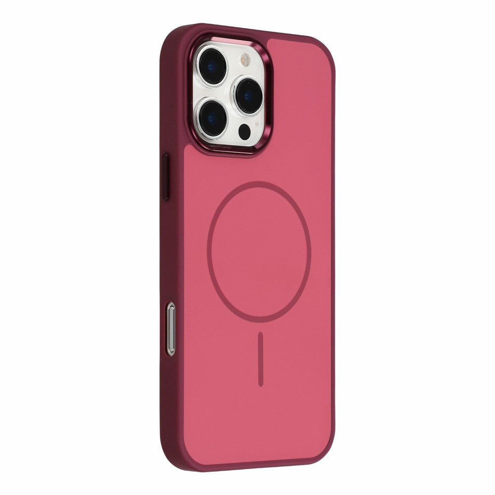 För iPhone 16 Pro Magnetiskt fodral Metallisk känsla PC + TPU Antifall Antirep Telefonskydd