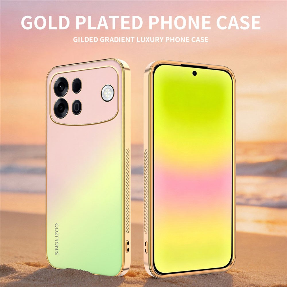 SINGIUZOO For Oppo A7 Pro Max 5G Case Electroplated AG Matte Gradient Color PC + TPU Phone Cover