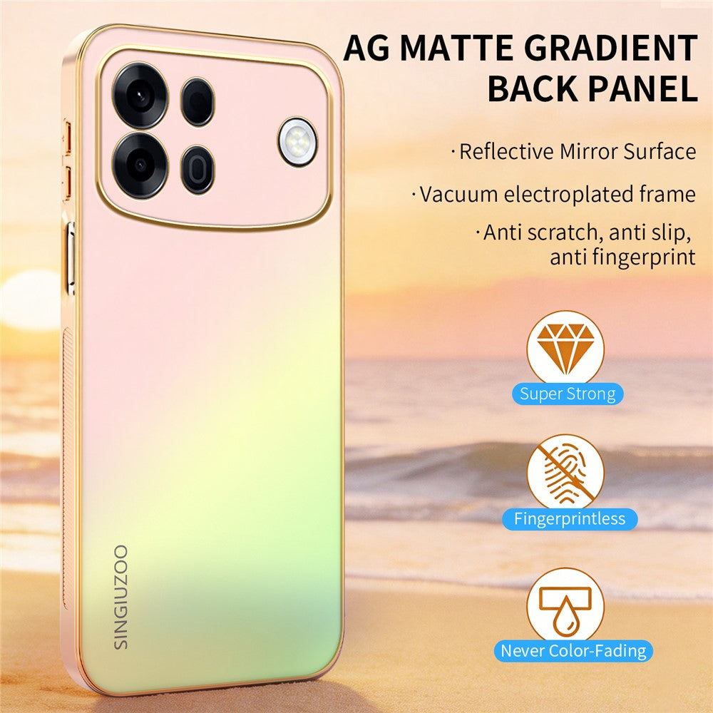 SINGIUZOO For Oppo A7 Pro Max 5G Case Electroplated AG Matte Gradient Color PC + TPU Phone Cover