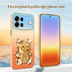 SINGIUZOO for Oppo A7 Pro Max 5G Case Glitter Bear Kickstand Electroplated Gradient Color PC + TPU Phone Cover