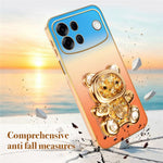 SINGIUZOO for Oppo A7 Pro Max 5G Case Glitter Bear Kickstand Electroplated Gradient Color PC + TPU Phone Cover