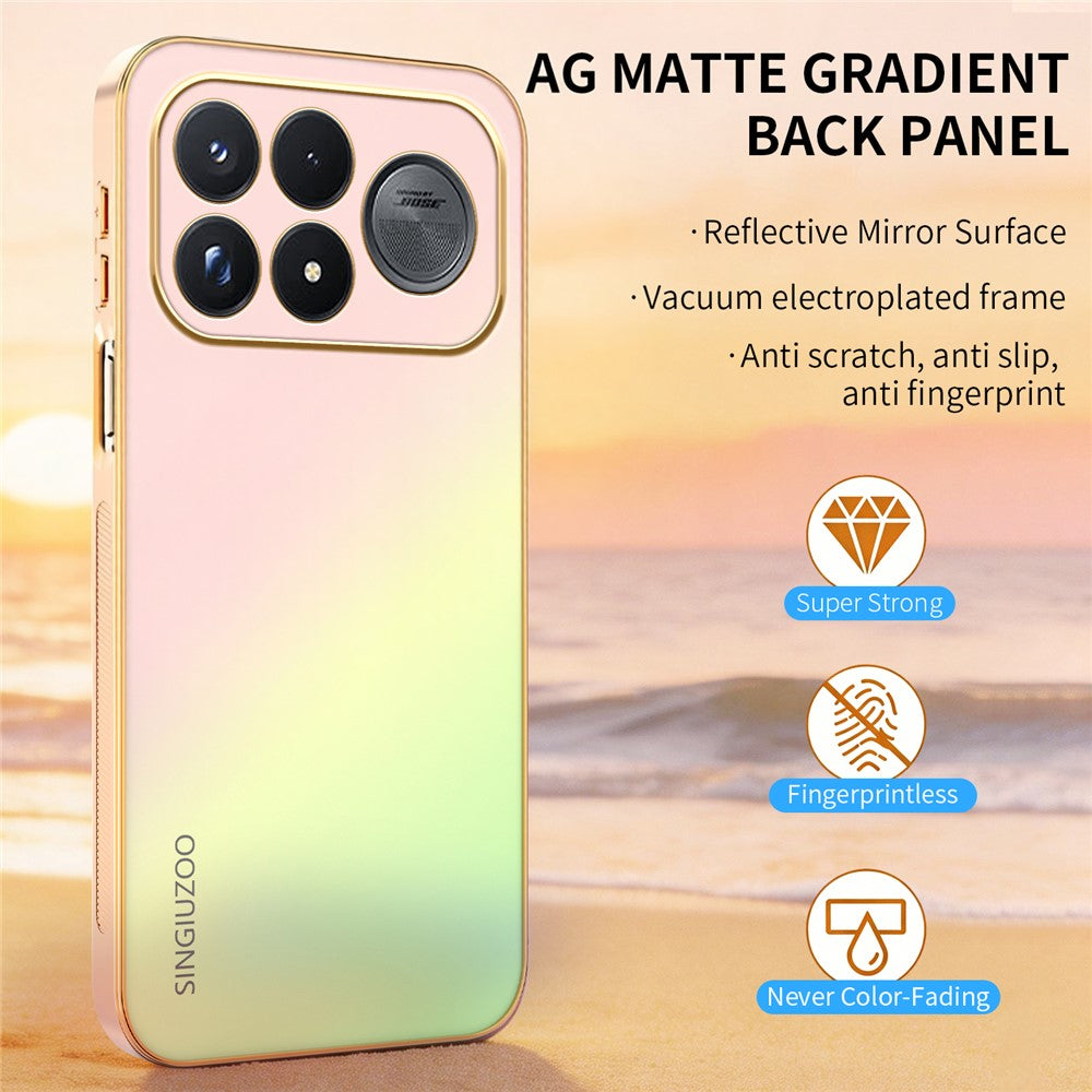 SINGIUZOO For Xiaomi Redmi K100 Pro Max 5G Case Electroplated AG Matte Gradient Color PC + TPU Phone Cover