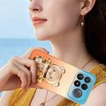 SINGIUZOO for Xiaomi Redmi K100 Pro Max 5G Case Glitter Bear Kickstand Electroplated Gradient Color PC + TPU Phone Cover