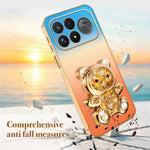 SINGIUZOO for Xiaomi Redmi K100 Pro Max 5G Case Glitter Bear Kickstand Electroplated Gradient Color PC + TPU Phone Cover