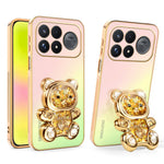 SINGIUZOO for Xiaomi Redmi K100 Pro Max 5G Case Glitter Bear Kickstand Electroplated Gradient Color PC + TPU Phone Cover