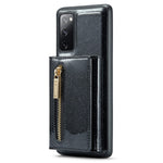 DG.MING M3-serien för Samsung Galaxy S20 FE 4G / 5G / S20 FE 2022 / S20 Lite 2-i-1 glittrigt PU-läderbelagt PC+TPU-bakskal med stativdesign, magnetisk, avtagbar dragkedja, plånboksfodral