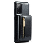 DG.MING M3-serien för Samsung Galaxy S20 FE 4G / 5G / S20 FE 2022 / S20 Lite 2-i-1 glittrigt PU-läderbelagt PC+TPU-bakskal med stativdesign, magnetisk, avtagbar dragkedja, plånboksfodral