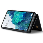 DG.MING M3-serien för Samsung Galaxy S20 FE 4G / 5G / S20 FE 2022 / S20 Lite 2-i-1 glittrigt PU-läderbelagt PC+TPU-bakskal med stativdesign, magnetisk, avtagbar dragkedja, plånboksfodral