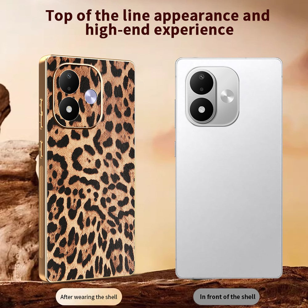 For Xiaomi Redmi Note 17 4G (Global) / Note 17 5G (Global) / Note 17 (India / China) 5G  Case Leopard Print PU Leather Coated PC + TPU Electroplating Phone Cover