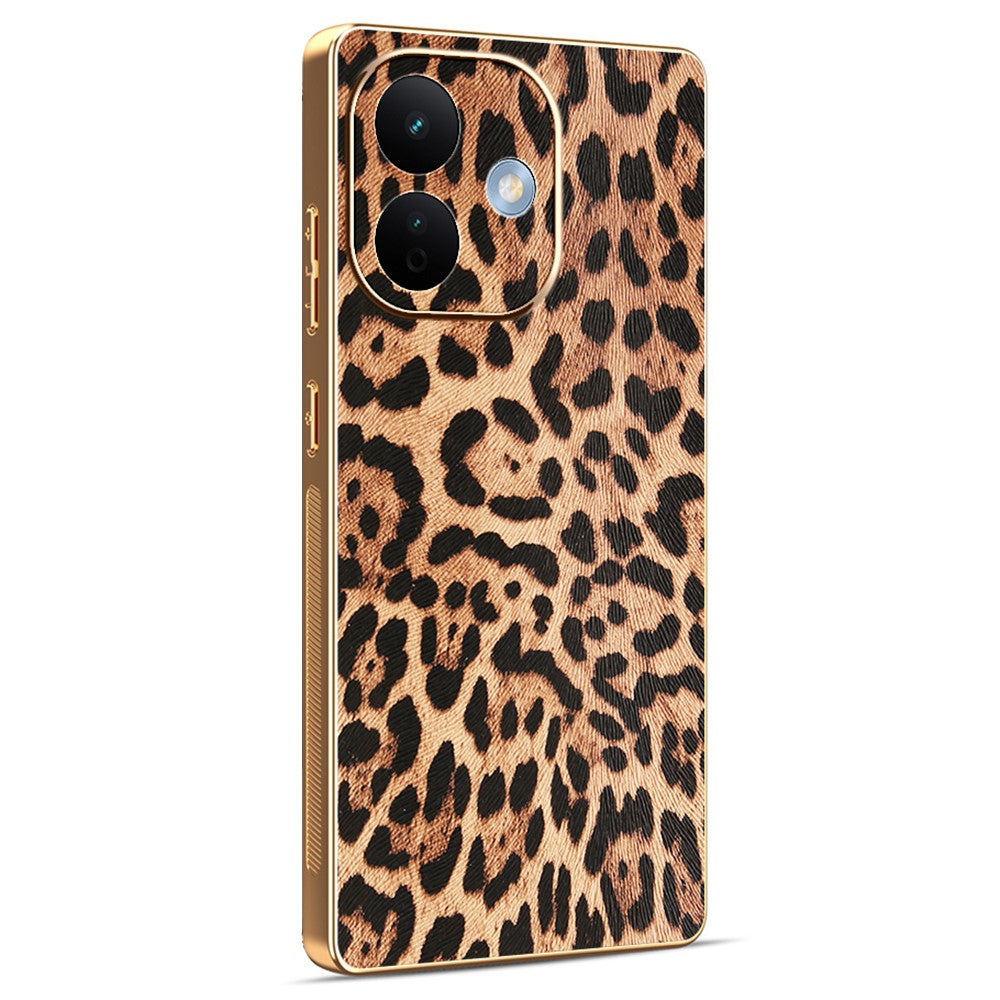 For Xiaomi Redmi Note 17 Pro 5G Case Leopard Print PU Leather Coated PC + TPU Electroplating Phone Cover