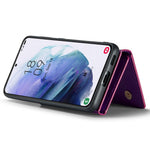 DG.MING M3-serien för Samsung Galaxy S21 4G / 5G 2-i-1 glittrigt PU-läderbelagt PC+TPU fallskyddande baksida magnetiskt avtagbart dragkedja plånboksfodral med stativ
