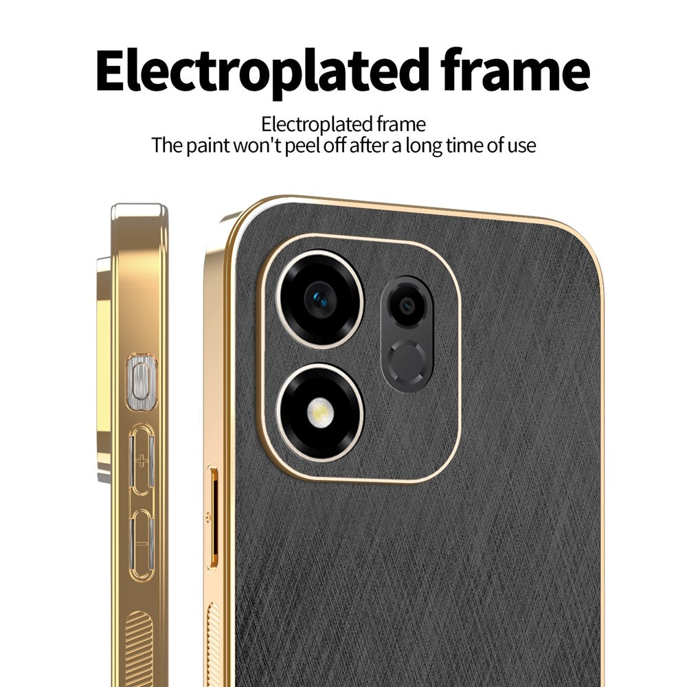 KADEM For Honor 600 Smart 5G  /  X7e Plus 5G  /  X7e Plus 4G Case Electroplating Silk Texture PU + TPU Phone Back Cover