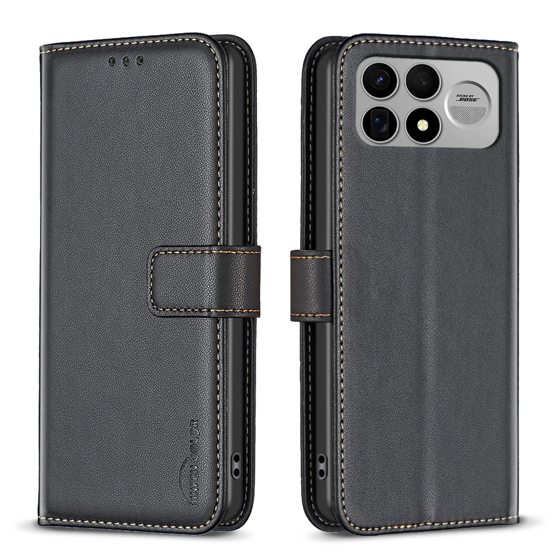 BINFEN COLOR BF17 mobilskal för Xiaomi Poco F9 Ultra / Poco F8 Ultra / Redmi K100 Pro Max 5G (Kina), plånboksfodral med flipdesign i läder