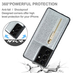 DG.MING M3-serien för Samsung Galaxy S21 Ultra 5G glitter glittrigt magnetiskt avtagbart dragkedjeficka fodral med stativ PU-läderbelagt PC+TPU skyddande mobilskal