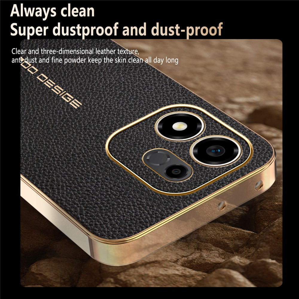 Til Honor 600 Smart 5G / X7e Plus 5G / X7e Plus 4G Cover Anti-ridse Litchi Tekstur TPU Læder PU Telefon Bagcover