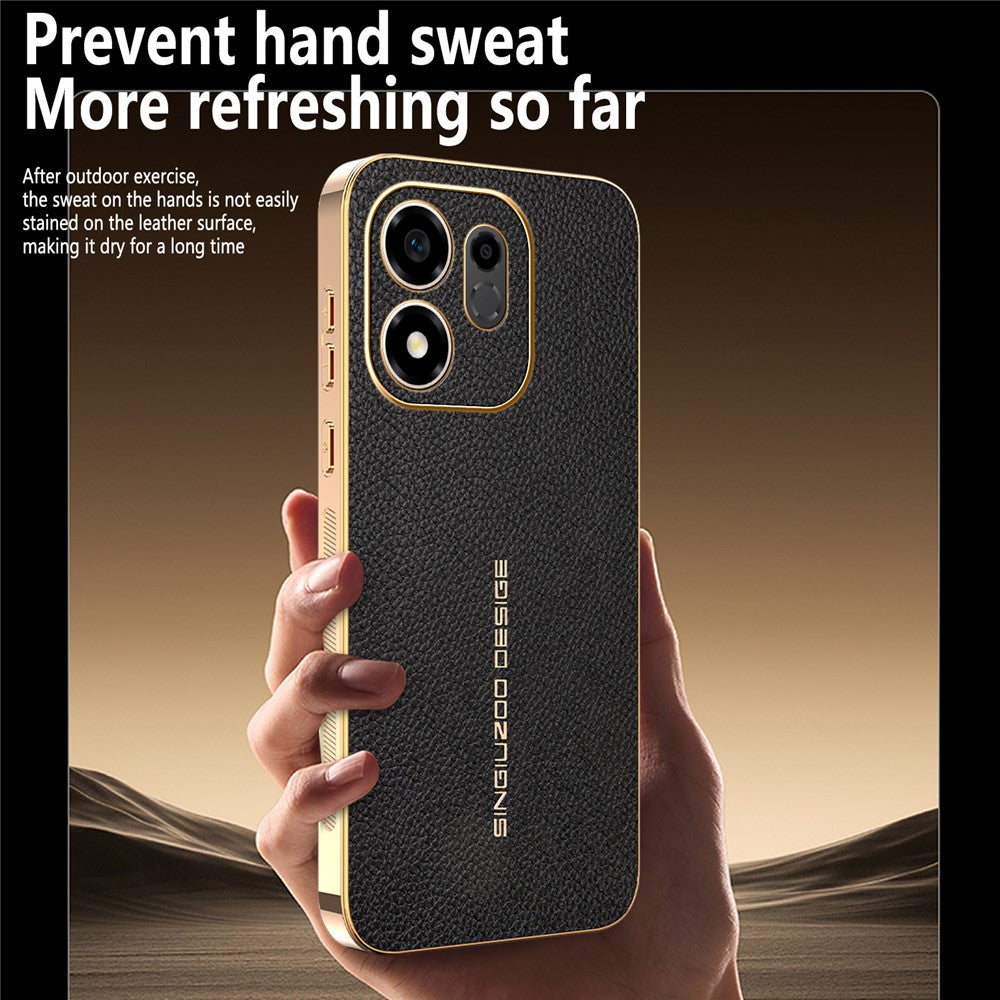 For Honor 600 Smart 5G  /  X7e Plus 5G  /  X7e Plus 4G Case Anti Scratch Litchi Texture TPU Leather PU Phone Back Cover