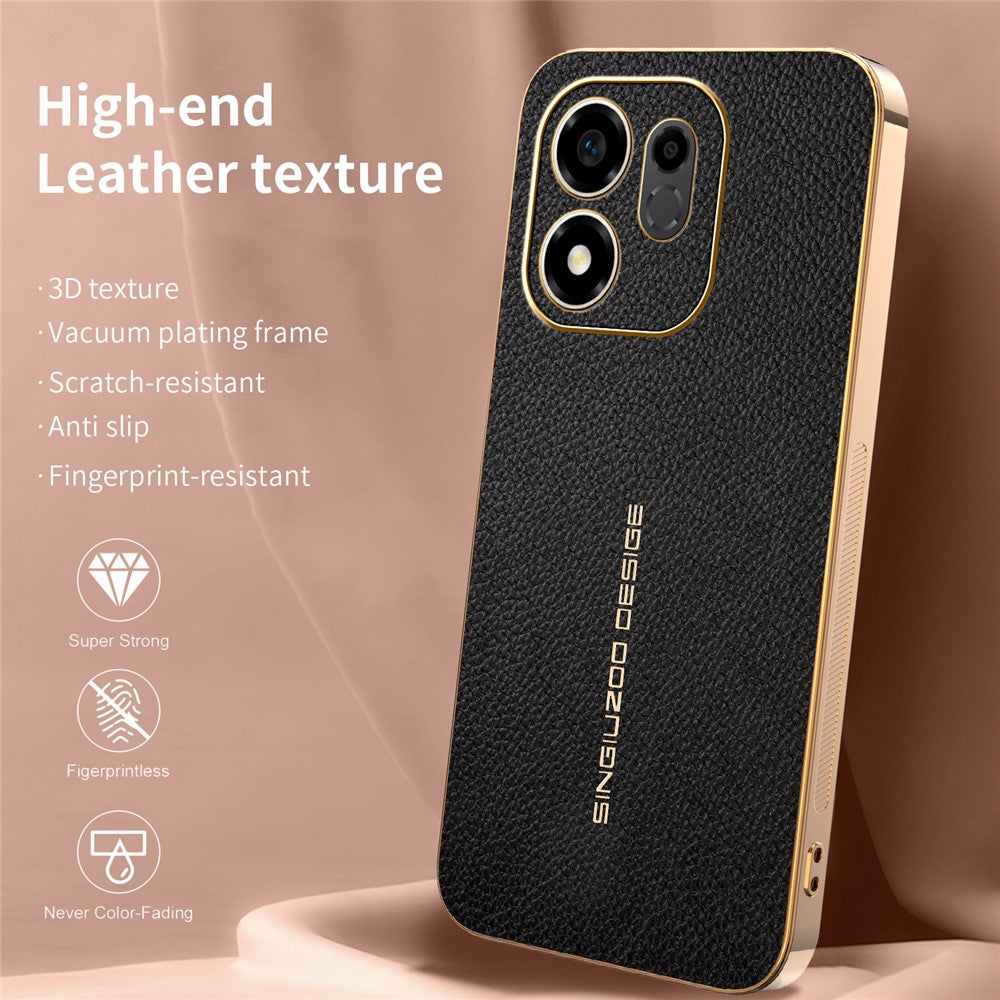 For Honor 600 Smart 5G  /  X7e Plus 5G  /  X7e Plus 4G Case Anti Scratch Litchi Texture TPU Leather PU Phone Back Cover