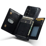 DG.MING M3-serien för Samsung Galaxy Z Fold3 5G 2-i-1 glittrigt PU-läderbelagt PC+TPU antikollisionsskyddande bakstycke magnetiskt avtagbart dragkedja plånboksfodral med stöd