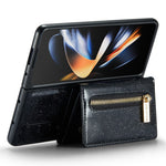 DG.MING M3-serien för Samsung Galaxy Z Fold3 5G 2-i-1 glittrigt PU-läderbelagt PC+TPU antikollisionsskyddande bakstycke magnetiskt avtagbart dragkedja plånboksfodral med stöd