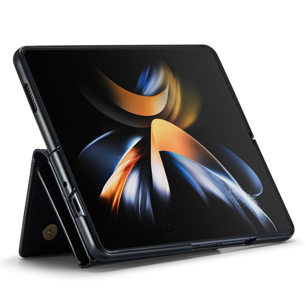 DG.MING M3-serien för Samsung Galaxy Z Fold3 5G 2-i-1 glittrigt PU-läderbelagt PC+TPU antikollisionsskyddande bakstycke magnetiskt avtagbart dragkedja plånboksfodral med stöd
