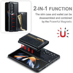 DG.MING M3-serien för Samsung Galaxy Z Fold3 5G 2-i-1 glittrigt PU-läderbelagt PC+TPU antikollisionsskyddande bakstycke magnetiskt avtagbart dragkedja plånboksfodral med stöd