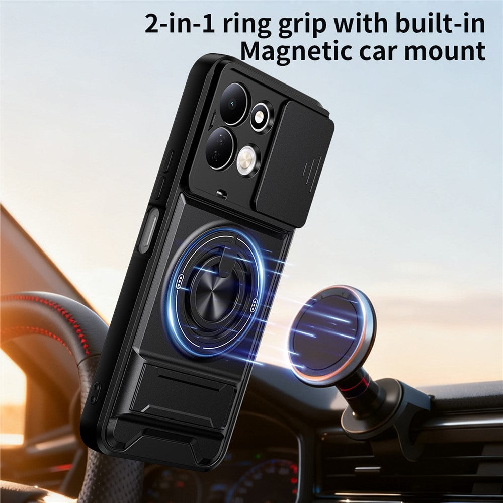 For Xiaomi Redmi 17 5G  /  Redmi 17 4G Magnetic Case Ring Holder Foldable Kickstand TPU PC Phone Cover with Camera Lens Slider