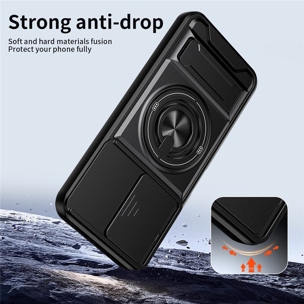 For Xiaomi Redmi 17 5G  /  Redmi 17 4G Magnetic Case Ring Holder Foldable Kickstand TPU PC Phone Cover with Camera Lens Slider
