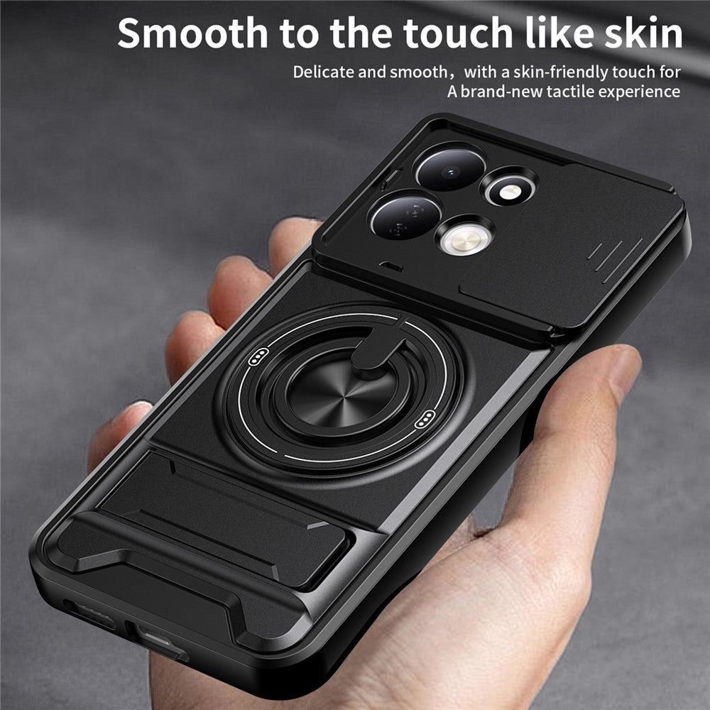 For Xiaomi Redmi 17 5G  /  Redmi 17 4G Magnetic Case Ring Holder Foldable Kickstand TPU PC Phone Cover with Camera Lens Slider