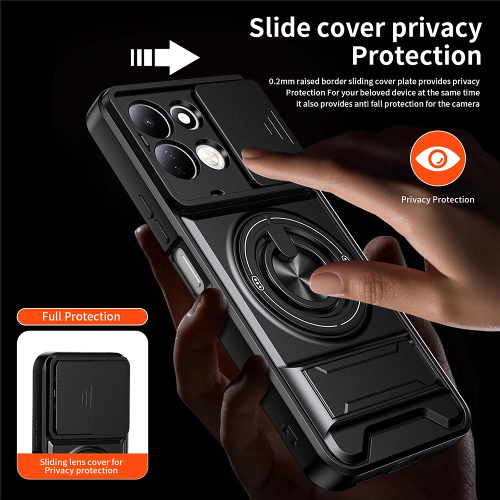 For Xiaomi Redmi 17 5G  /  Redmi 17 4G Magnetic Case Ring Holder Foldable Kickstand TPU PC Phone Cover with Camera Lens Slider